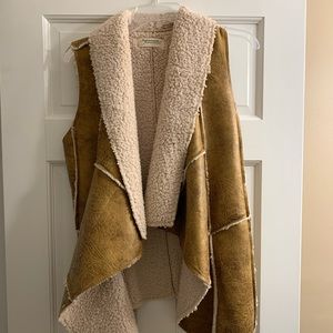 Faux Leather/Faux Fur Cardigan Vest
